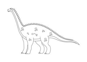 nero e bianca diplodocus dinosauro cartone animato personaggio vettore. colorazione pagina di un' diplodocus dinosauro vettore