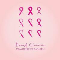 Seno cancro consapevolezza mese, rosa nastro, rosa nastro, rosa nastro, rosa nastro, rosa vettore