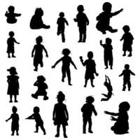 impostato di bambino piccolo silhouette collezione vettore