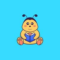 ape carina che legge un libro. concetto animale del fumetto isolato. può essere utilizzato per t-shirt, biglietti di auguri, biglietti d'invito o mascotte. stile cartone animato piatto vettore
