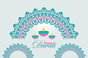 indiano Festival contento Diwali mandala ornamento, vacanza sfondo, Diwali celebrazione saluto carta, vettore illustrazione design.