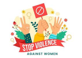 internazionale giorno per il eliminazione di violenza contro donne vettore illustrazione su 25 novembre con ragazze e fiore sfondo cartone animato design