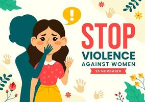 internazionale giorno per il eliminazione di violenza contro donne vettore illustrazione su 25 novembre con ragazze e fiore sfondo cartone animato design