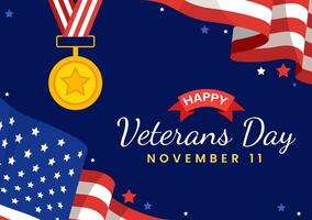 contento veterani giorno vettore illustrazione su 11 novembre con Stati Uniti d'America bandiera e soldati per onorare tutti chi servito nel piatto bambini cartone animato sfondo