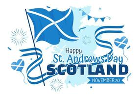 contento st Andrea giorno vettore illustrazione su 30 novembre con Scozia bandiera nel nazionale vacanza celebrazione piatto cartone animato blu sfondo design