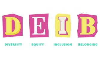 diversità, equità, inclusione deib simbolo. parole dei, diversità, equità, inclusione, appartenente. attività commerciale, diversità, equità, inclusione concetto vettore