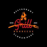 griglia barbecue logo Vintage ▾. retrò grigliato barbecue cibo vettore illustrazione