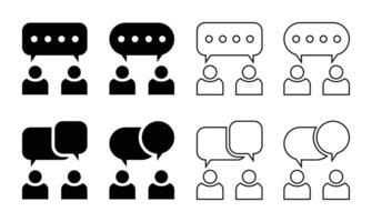 comunicazione o conversazione icona impostare, vettore isolato su bianca sfondo.