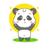 carino panda agitando mano cartone animato carattere. kawaii adorabile animale concetto design. isolato bianca sfondo. vettore arte illustrazione