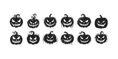 zucca Halloween design con siluet stile e nero e bianca colore vettore