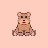 l'orso carino è seduto. concetto animale del fumetto isolato. può essere utilizzato per t-shirt, biglietti di auguri, biglietti d'invito o mascotte. stile cartone animato piatto vettore