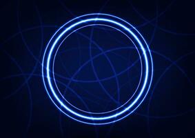 blu cerchio digitale tecnologia moderno design centro neon leggero linea sfondo vettore