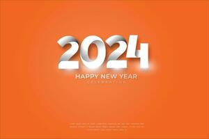 semplice e pulito design contento nuovo anno 2024. arancia sfondo per striscioni, manifesti o calendario. vettore