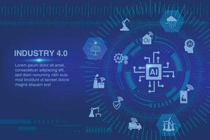 astratto tecnologia futuristico con inteligente industria 4.0. fabbrica automazione concetto. autonomo industriale tecnologia. industriale rivoluzioni passi. vettore