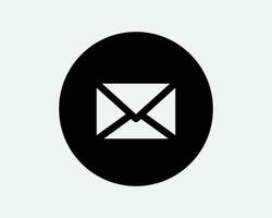 Busta il giro icona posta e-mail lettera Messaggio cerchio circolare pulsante App inviare postale notiziario nero bianca forma vettore clipart opera d'arte cartello simbolo