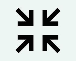 quattro frecce punto nel icona Ingrandisci su 4 punti gesto dentro bersaglio nero bianca schema forma vettore clipart grafico illustrazione opera d'arte cartello simbolo