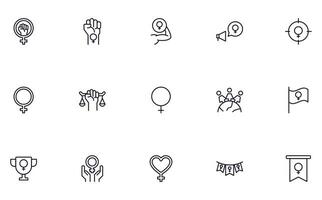 collezione di moderno femminismo schema icone. impostato di moderno illustrazioni per mobile app, ragnatela siti, volantini, banner eccetera isolato su bianca sfondo. premio qualità segni. vettore
