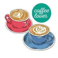 caffè tazza vettore illustrazione nel mano disegnato stile, Perfetto per caffè negozio logo design