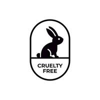 animale crudeltà gratuito linea icona. non testato su animali con coniglio silhouette etichetta. vettore illustrazione.