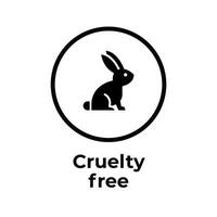 animale crudeltà gratuito icona. non testato su animali con coniglio silhouette etichetta. vettore illustrazione.