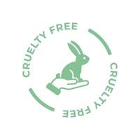 verde crudeltà gratuito cerchio icona. non testato su animali con coniglio silhouette etichetta. vettore illustrazione.