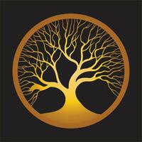 un emblematico d'oro albero senza le foglie vettore illustrazione, minimalista logo