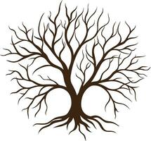emblema incarnando radicato albero senza le foglie isolato su bianca sfondo, vettore illustrazione