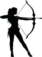 silhouette di signora, donna, ragazza cacciatore vettore