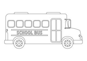 nero e bianca scuola autobus vettore illustrazione isolato su bianca sfondo. colorazione pagina di un' scuola autobus nel piatto stile