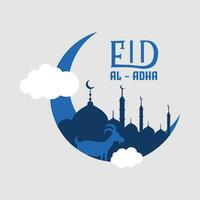 vettore piatto carta stile eid al adha Bakrid Festival simpatico sfondo