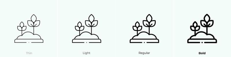 germogli icona. sottile, luce, regolare e grassetto stile design isolato su bianca sfondo vettore