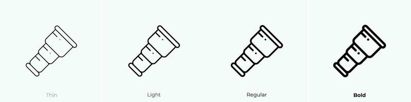cannocchiale icona. sottile, luce, regolare e grassetto stile design isolato su bianca sfondo vettore