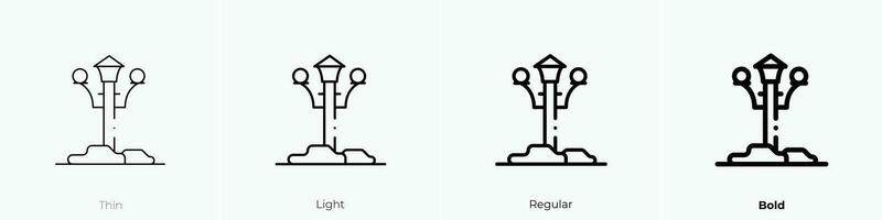 lampione icona. sottile, luce, regolare e grassetto stile design isolato su bianca sfondo vettore