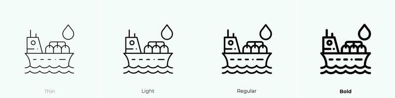 petroliera icona. sottile, luce, regolare e grassetto stile design isolato su bianca sfondo vettore
