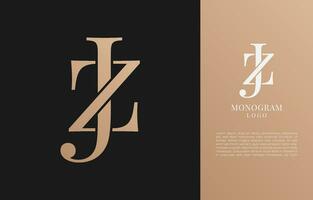 minimalista jz o zj iniziale lettera Vintage ▾ marca e logo vettore