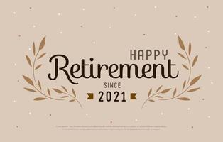 felice festa di pensionamento 2021. elegante logo design e foglia decorata in stile vintage. vettore