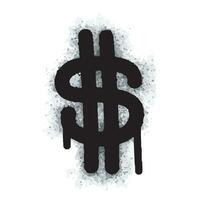 spray dipinto graffiti moneta nel nero al di sopra di bianca. gocce di spruzzato dollaro icona. isolato su bianca sfondo. vettore illustrazione