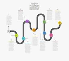 Icone infographic della cronologia della mappa stradale di affari progettate per il modello astratto del fondo