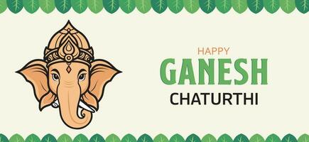 contento ganesh Chaturthi saluti. vettore illustrazione disegno, indiano Festival contento ganesh chavithi auguri bandiera