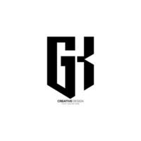 lettera gk o kg con sicurezza attività commerciale protezione scudo forma moderno unico monogramma logo vettore