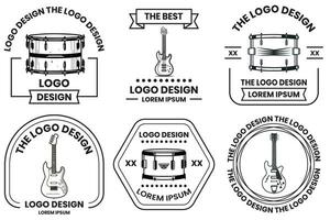 musicale strumento logo nel piatto linea arte stile vettore