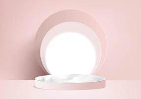 podio rosa minimo e scena con il vettore di rendering 3d in una composizione di sfondo astratto, illustrazione 3d mock up forme di piattaforma di forma geometria della scena per la visualizzazione del prodotto. palcoscenico per il prodotto in chiave moderna.