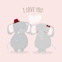 grande cartone animato isolato simpatici animali animali romantici coppie innamorate, concetto di san valentino, illustrazione vettoriale