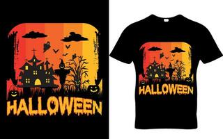 vettore Halloween pauroso zucca notte maglietta design