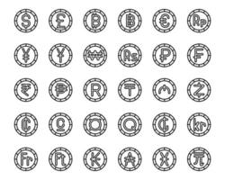 icona e simbolo del contorno della valuta per il sito Web, l'applicazione vettore