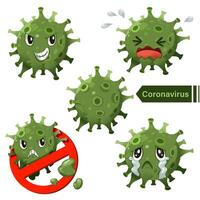 collezione di personaggi dei cartoni animati di doodle grafico del virus corona vettore