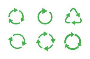 riciclare cartello impostare. verde simboli isolato icona su bianca sfondo vettore