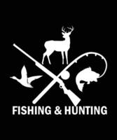 pesca a caccia logo maglietta design vettore