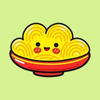 piatto di spaghetti carattere. vettore mano disegnato cartone animato kawaii personaggio illustrazione icona. isolato su verde sfondo. spaghetti personaggio concetto
