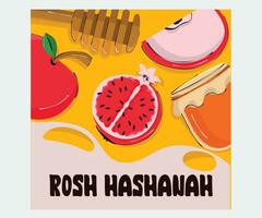 Rosh hashanah Mela Melograno illustrazione vettore